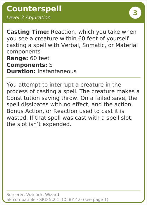 Counterspell spell card